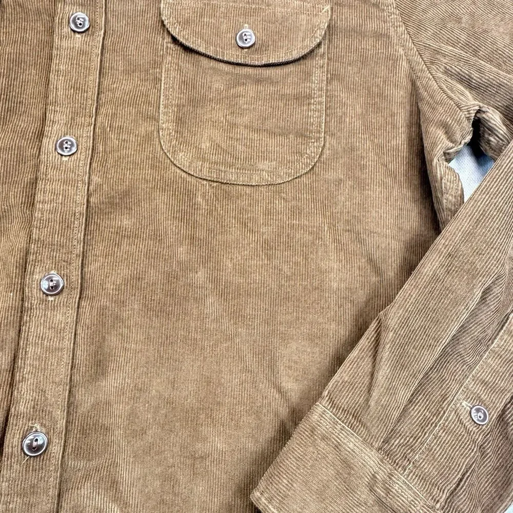 J Crew Men Size Large Shirt Button Down Top Classic Brown Corduroy Long Sleeve